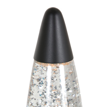 Retro lampa lawowa z brokatem Mexlite Volcan, czarna – zdjęcie 4
