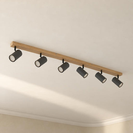 Globo Robby opbygningsspot i naturfarvet metal, 6 lyskilder – stemningsbillede
