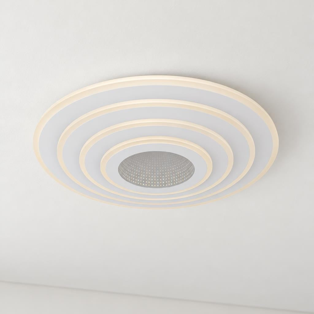 Biele okrúhle LED stropné svietidlo Obolg Jocelyn Ø 50 cm – fotografia v interiéri