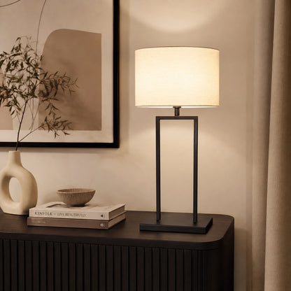 Candeeiro de mesa preto com abajur branco Steinhauer Stang – imagem 2