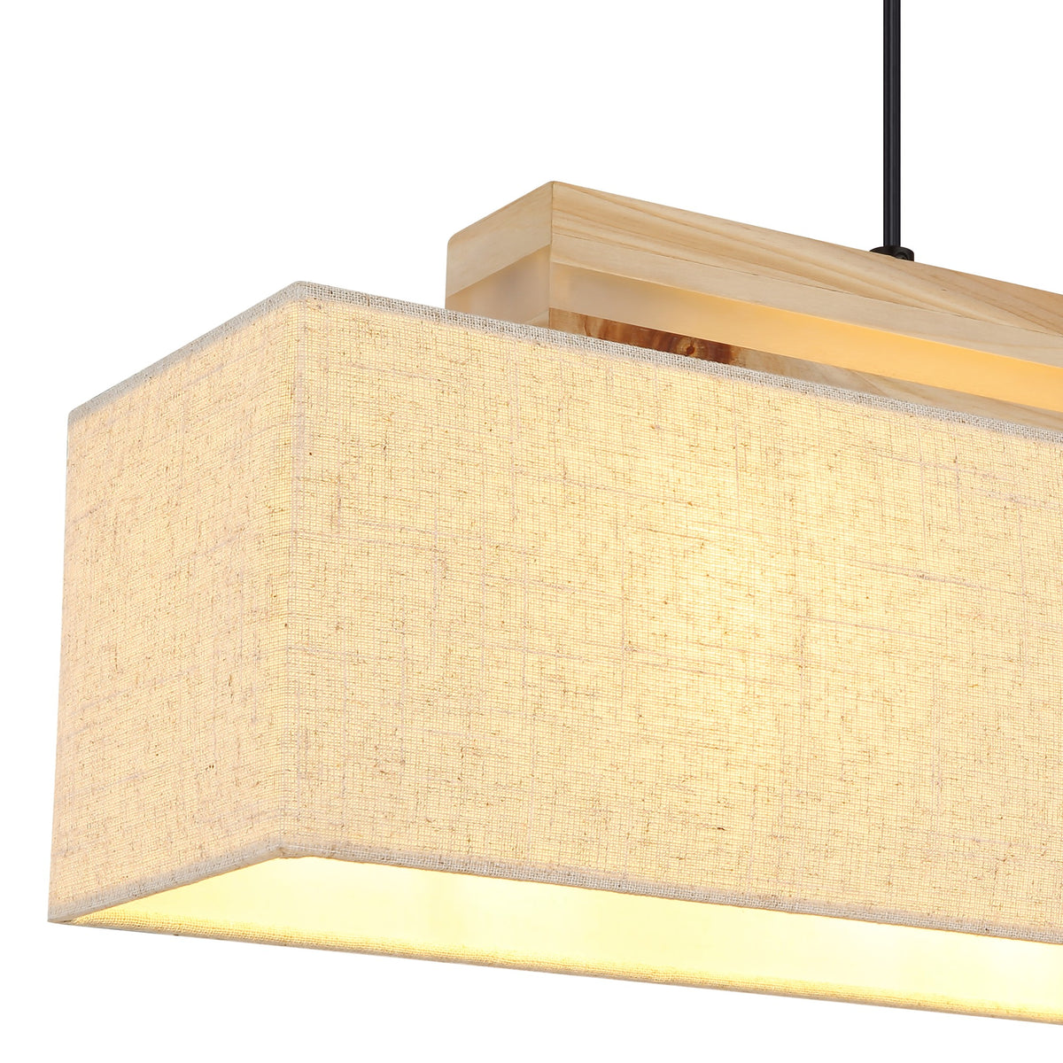 Lampada a sospensione moderna nera in lino a 3 luci – immagine 3