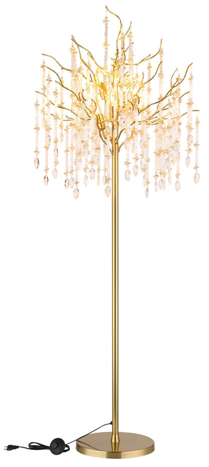 Lampada da terra a 5 luci in cristallo dorato raffinato – immagine 3
