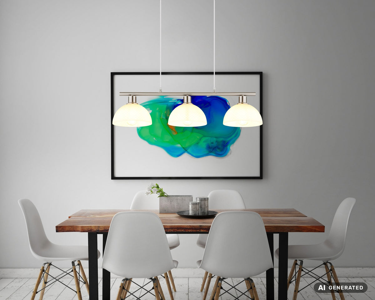 Lampadario a tre luci in vetro color nichel charmante – immagine 6