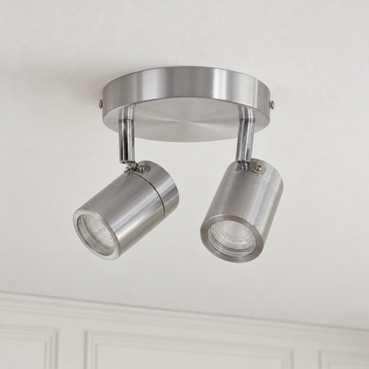 Spot LED moderno in acciaio a 2 luci | Mexlite Upround – foto d'ambiente