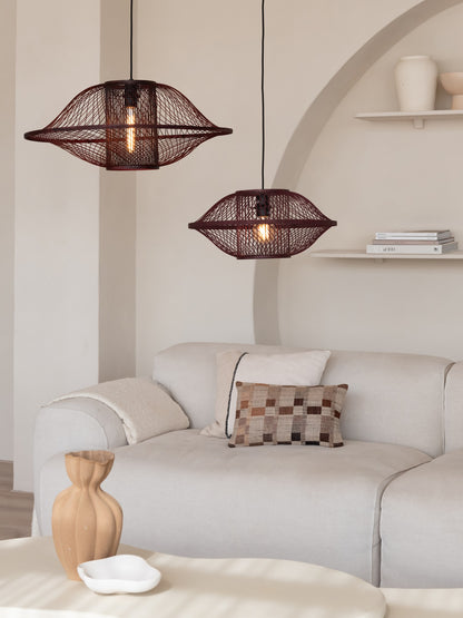 Bordeauxrode bamboe hanglamp met open vlechtwerk Ø50 cm GOOD&MOJO Maui – maattekening
