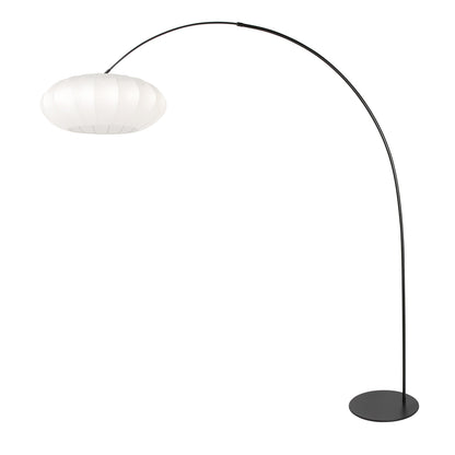 Модерна аркова подова лампа Anne Lighting Curve – черна с бял абажур – изображение 1