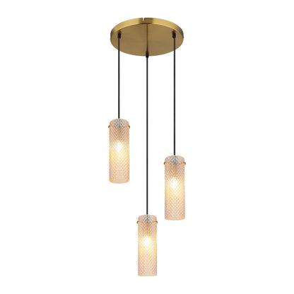 Piccola lampada a sospensione dorata a 3 luci
