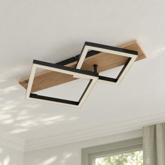 Plafoniera LED Obolg Beatrix nero e naturale – foto d'ambiente