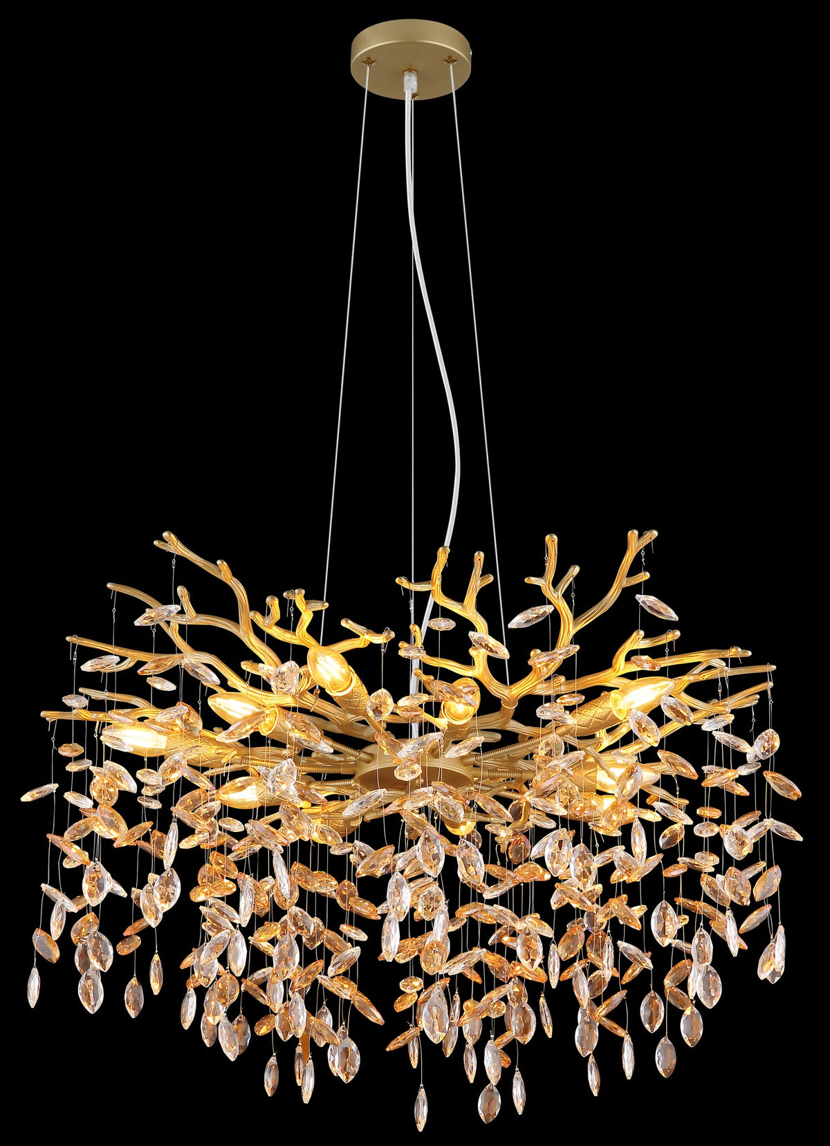 Grande candelabro de cristal dourado – imagem 2