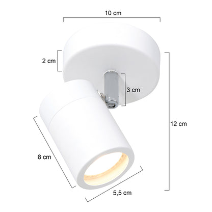 Mexlite Upround LED-spot i vit metall – GU10 – måttskiss