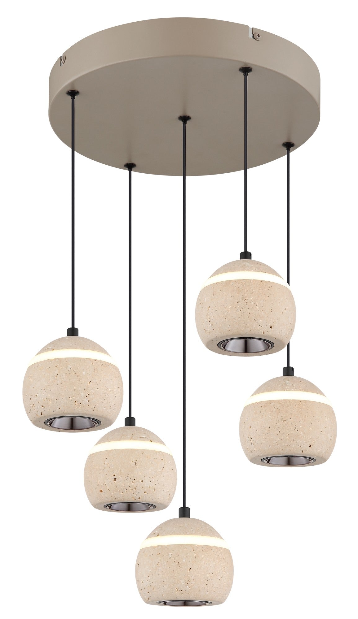 Luz pendente de travertino bege de tamanho médio com LED – imagem 3