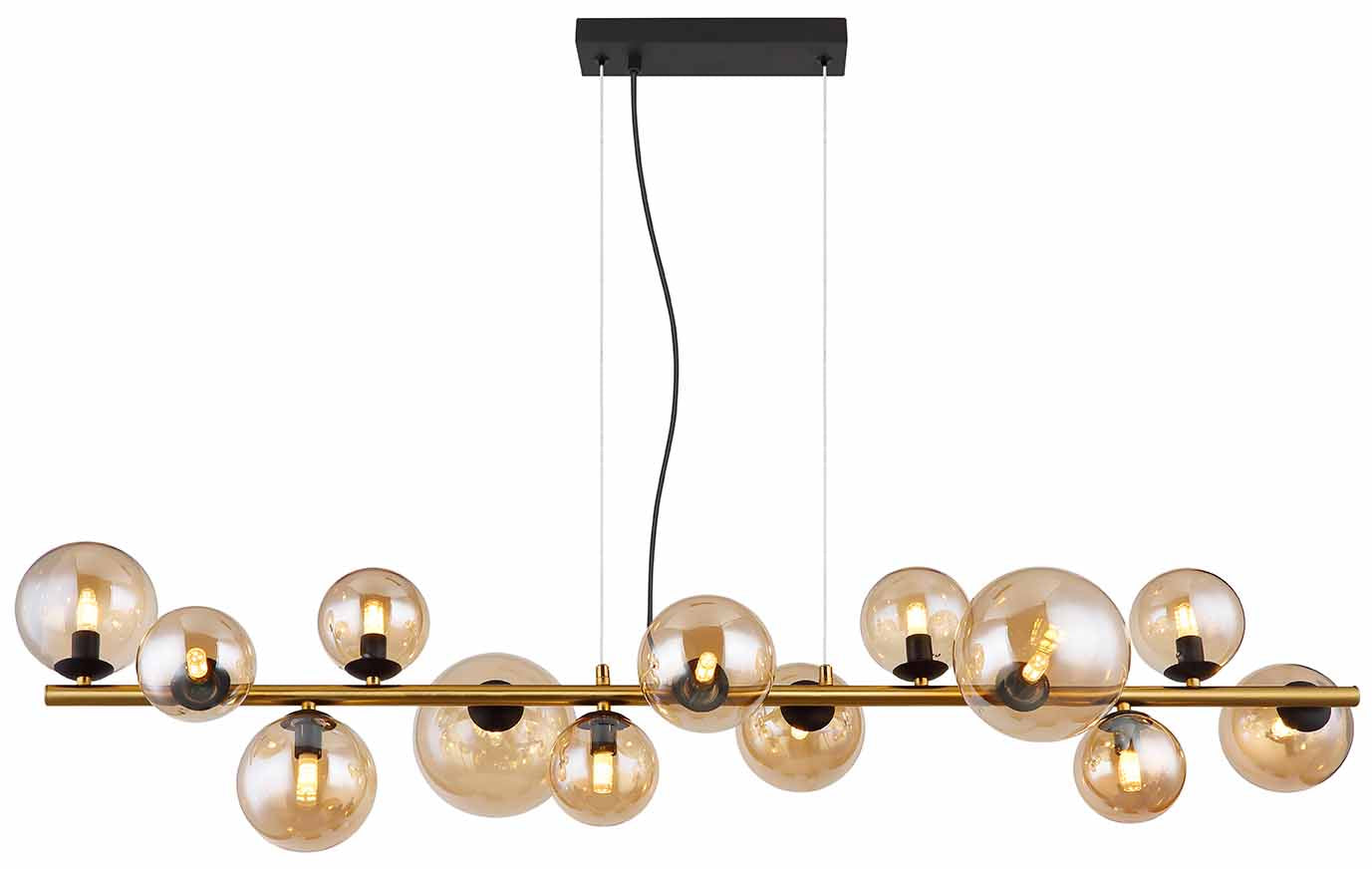 hanglamp-zwart-messing-horizontaal-13-amberglasbol-globo-riha-variant-image1