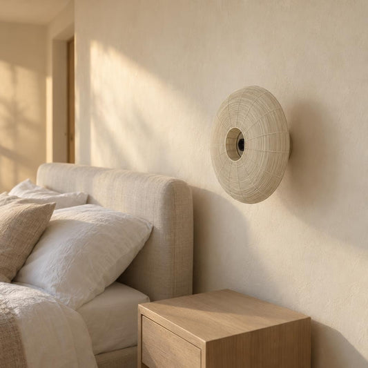 Beige ronde wandlamp Bahoto van Light & Living – sfeerbeeld