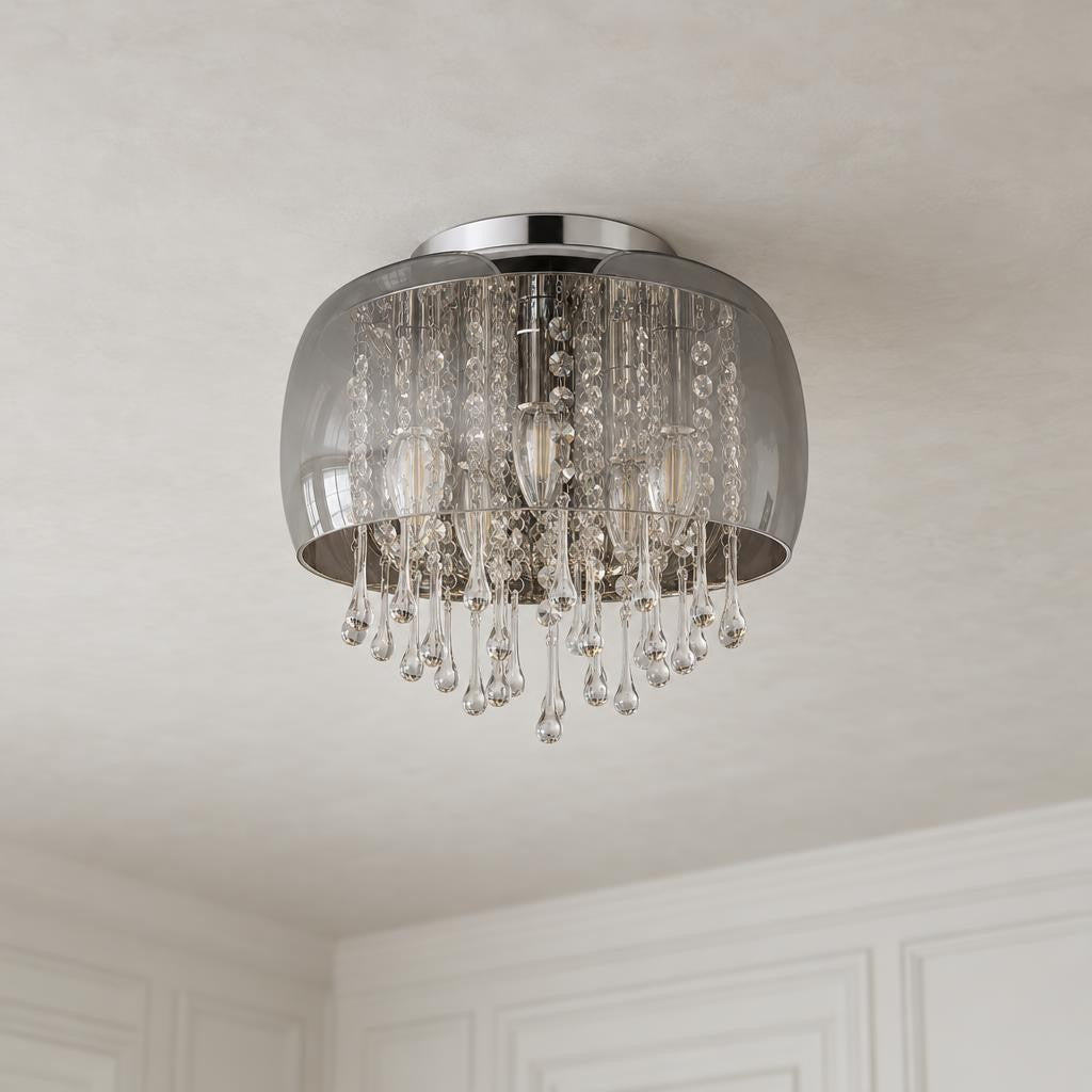 Obolg Kalla loftlampe i krom Ø35 cm – stemningsbillede