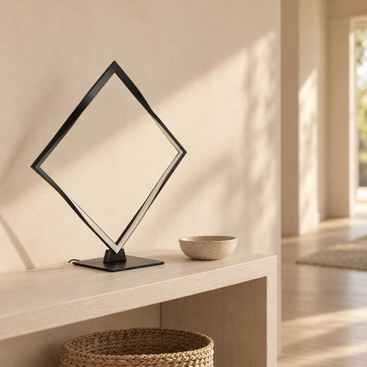 Sort moderne LED-bordlampe Obolg Maxxy – stemningsbillede
