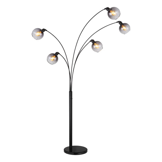 zwarte-5-lichts-vloerlamp-rookglas-bollen-globo-seymour-main-image