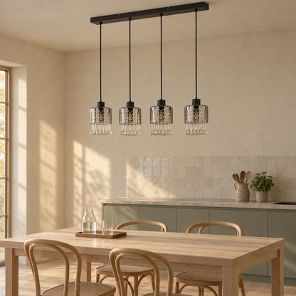 Candeeiro Suspenso HENDRY Preto com 4 Luzes – fotografia de ambiente