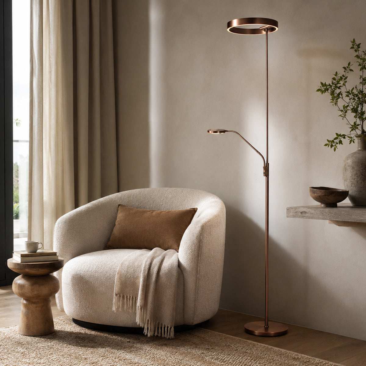 Bronzová stojací lampa Soleil 2 s čtecím ramenem – obrázek 3