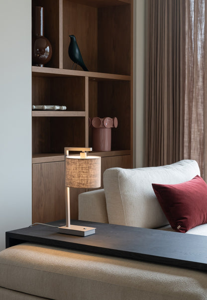 Lampa de masă elegantă din in bej și taupe It's About RoMi Boston – imaginea 1