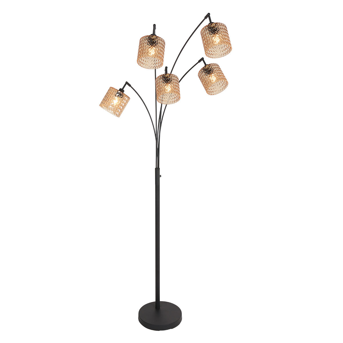 zwarte-boogvloerlamp-met-vijf-amberkleurige-ribbelglazen-mexlite-ocre-variant-image1