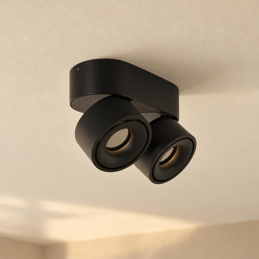 Spot LED nero Mexlite Fez Black a 2 luci – foto d'ambiente