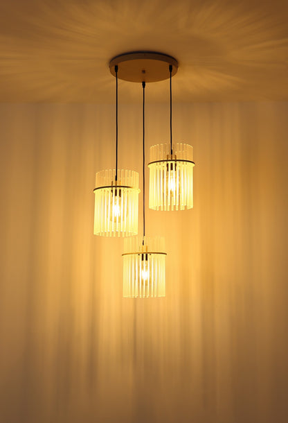 Pequeno candeeiro pendente de vidro areia com 3 luzes – imagem 4