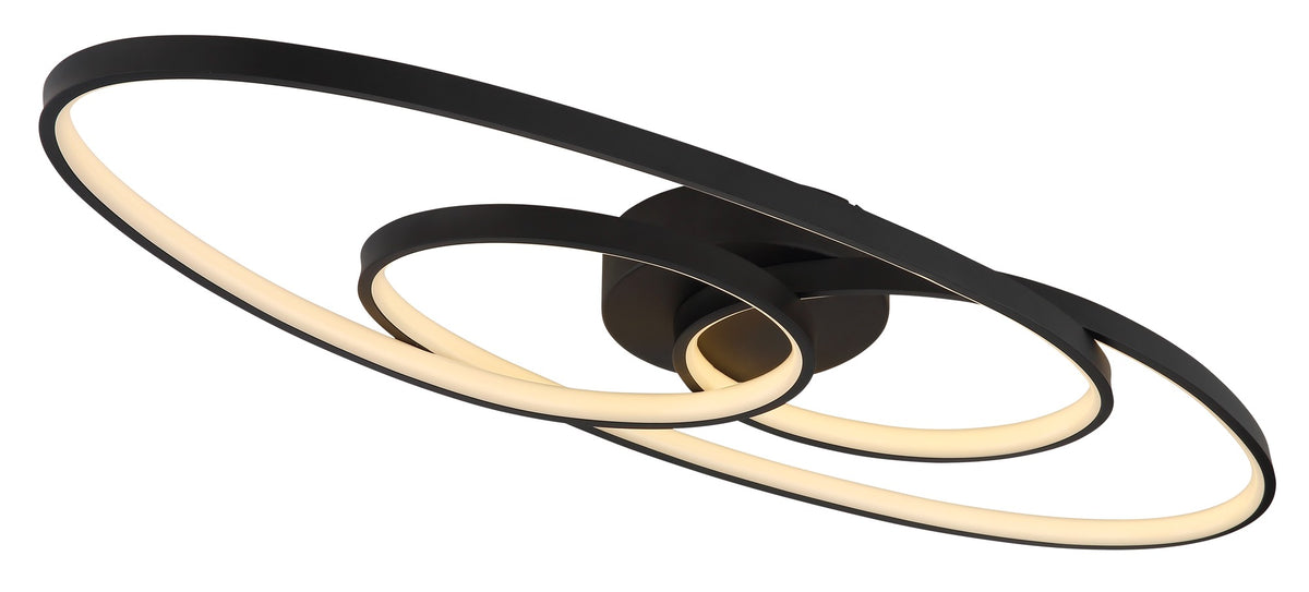 Zwarte metalen plafondlamp met ovale lichtlussen en spiraalvorm – afbeelding 6