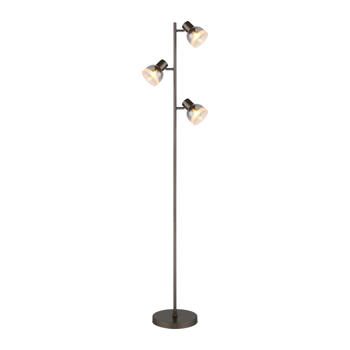 Luz de chão de 3 lâmpadas em vidro gunmetal sutil