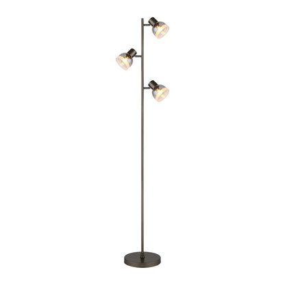 Luz de chão de 3 lâmpadas em vidro gunmetal sutil