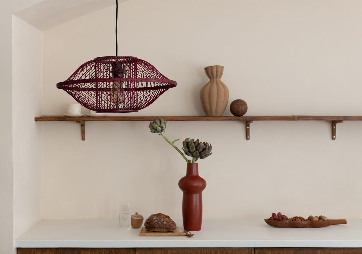 Bordeauxrode bamboe hanglamp met open vlechtwerk Ø50 cm GOOD&MOJO Maui – afbeelding 5