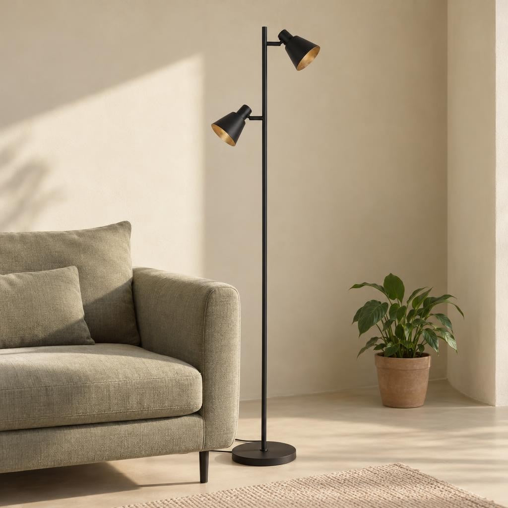 Sort retro gulvlampe i metal Mexlite Oeroe – stemningsbillede