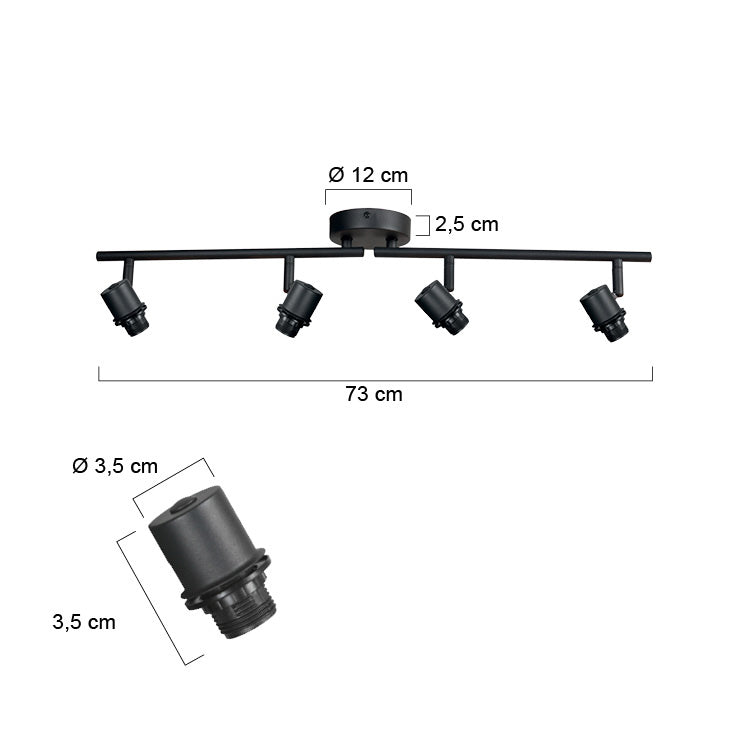 Mexlite Bambus 4-Light Black Spot – dimension drawing