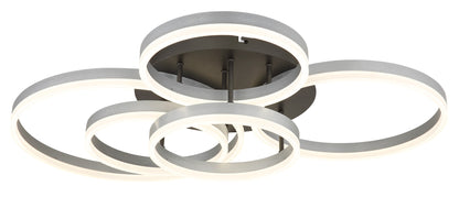 Zilverkleurige aluminium plafondlamp met vier ronde ringen – afbeelding 6
