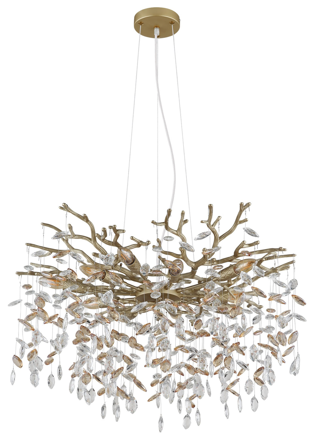 Grande candelabro de cristal dourado – imagem 1