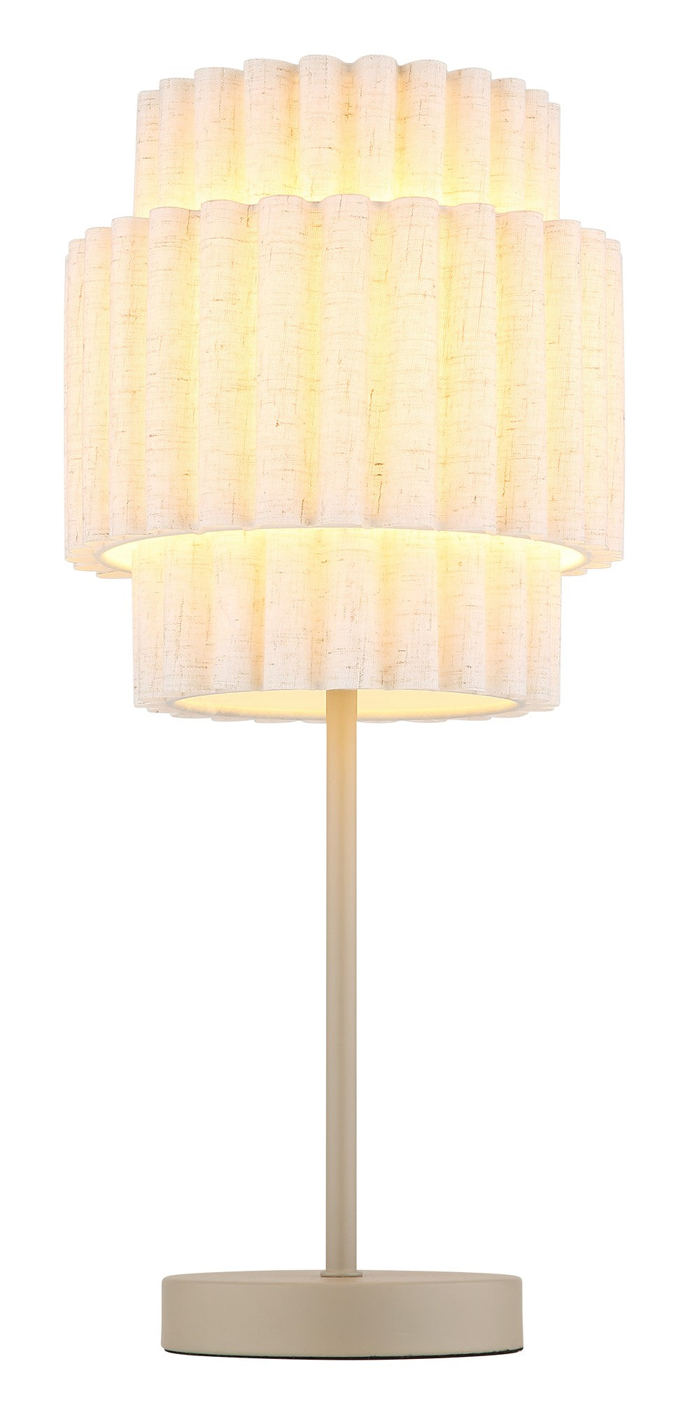 Lampada da tavolo moderna in tessuto color sabbia – immagine 2