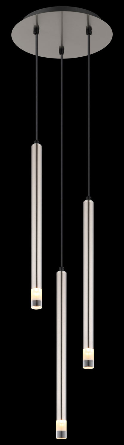 Lampadario in metallo color nichel a 3 luci elegante – immagine 3