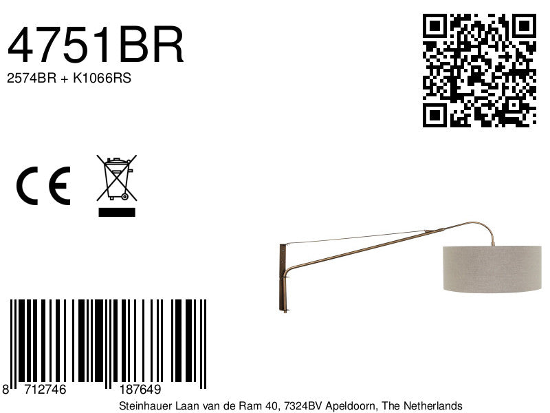bronzen-wandlamp-met-grijs-linnen-kap-o50-cm-steinhauer-elegant-classy-variant-image8a