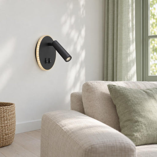 Candeeiro de parede cilíndrico preto Obolg Many LED – fotografia de ambiente