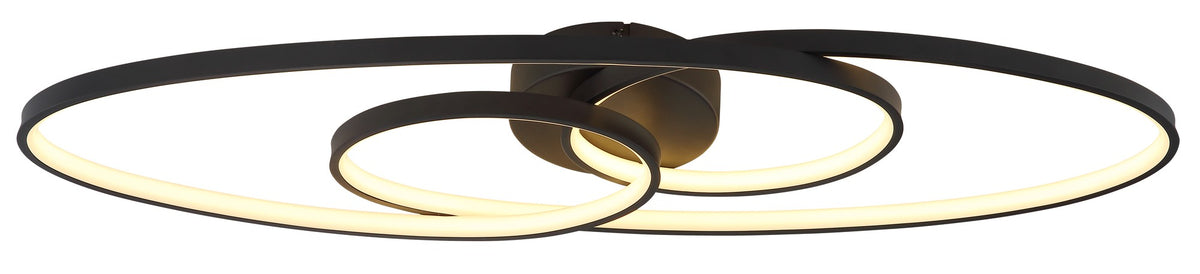 Zwarte metalen plafondlamp met ovale lichtlussen en spiraalvorm – afbeelding 2