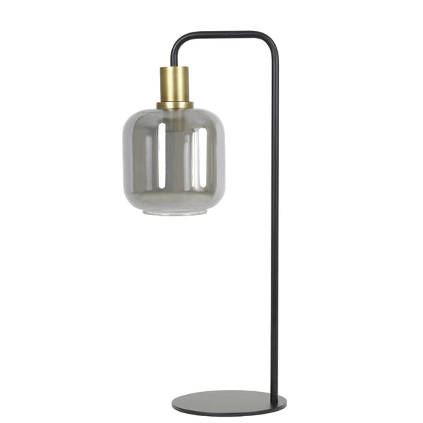 Light & Living Lekar glazen tafellamp brons/zwart