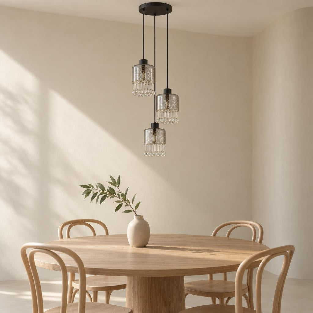 Globo Hendry Black Glass Pendant Light – lifestyle image