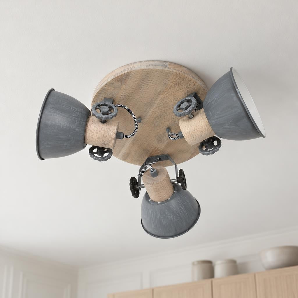 Mexlite Gearwood takspotlight med 3 ljuspunkter – miljöbild