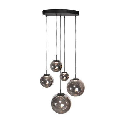 Дизайнерска висяща лампа Bollique с 5 LED сфери, черна – изображение 10