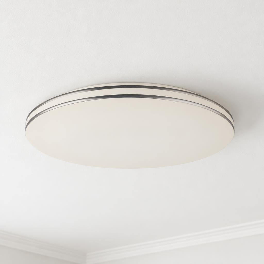 Moderné biele stropné svietidlo Obolg Pierre s LED – fotografia v interiéri