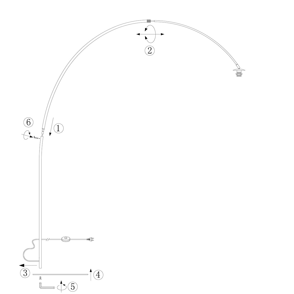 Модерна черна дъгова лампа Anne Lighting Curve – изображение 9