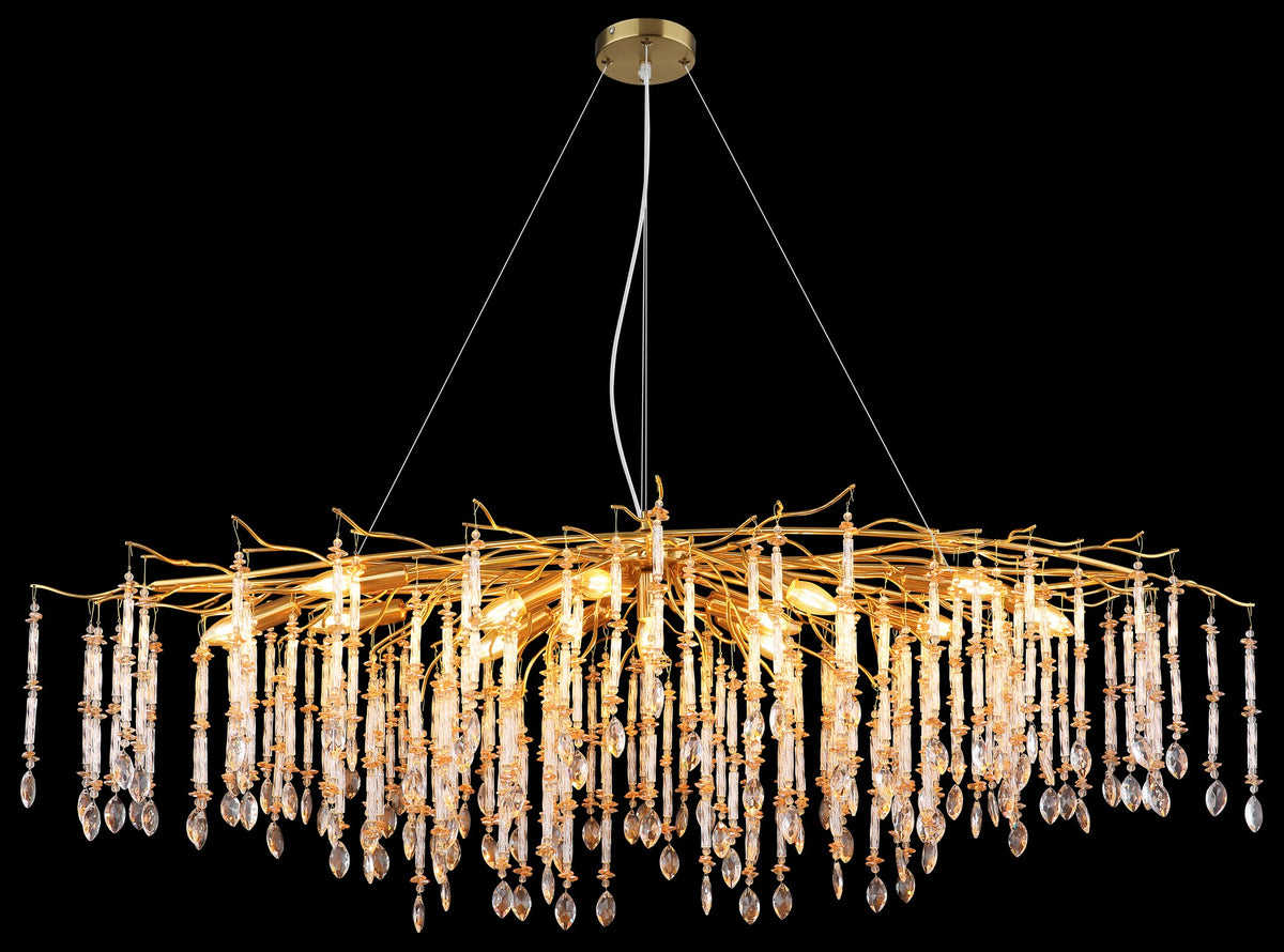 Lampadario extra large in cristallo dorato – immagine 4