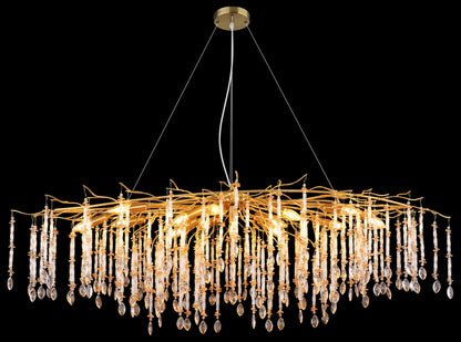 Lampadario extra large in cristallo dorato – immagine 4