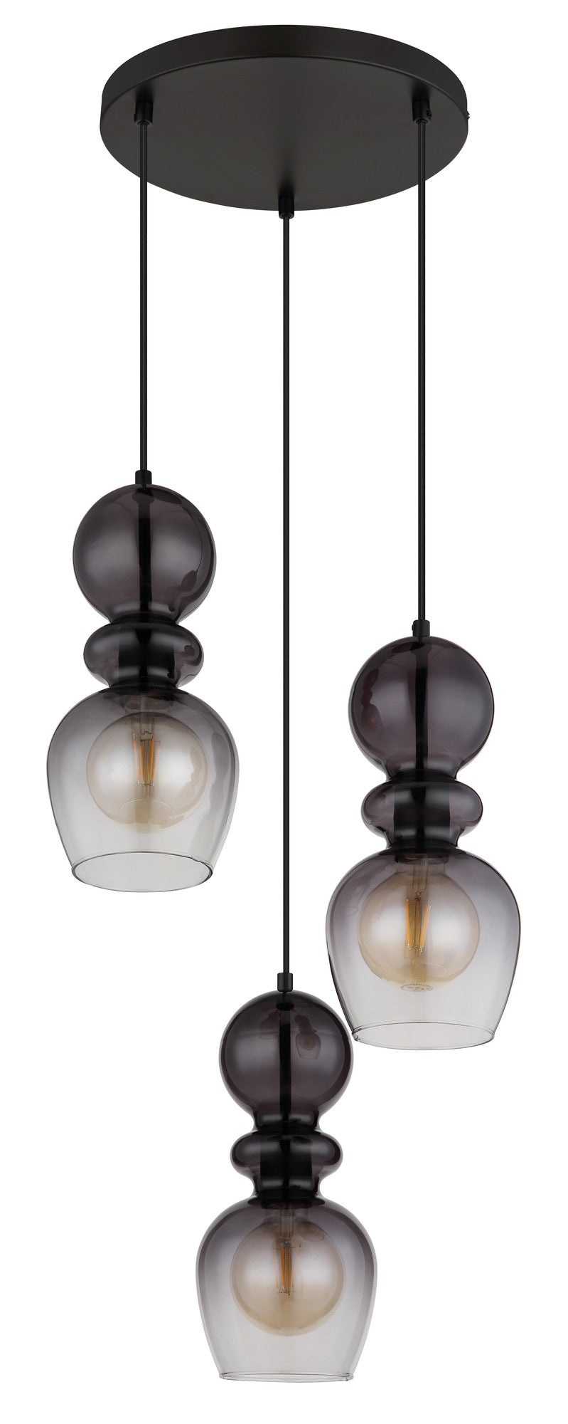Fina svarta glas 3-lamps hänglampa – bild 1