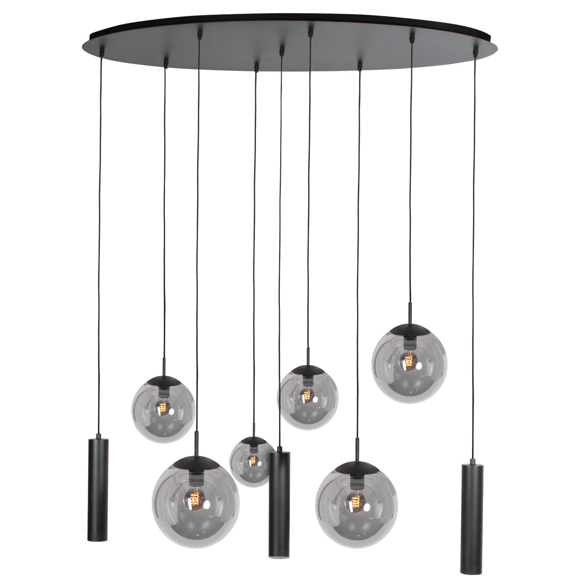 ovale-hanglamp-met-rookglas-bollen-en-zwarte-kokers-steinhauer-bollique-main-image