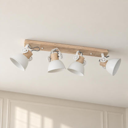 Mexlite Gearwood 4-lichts plafondspot wit en hout – sfeerbeeld